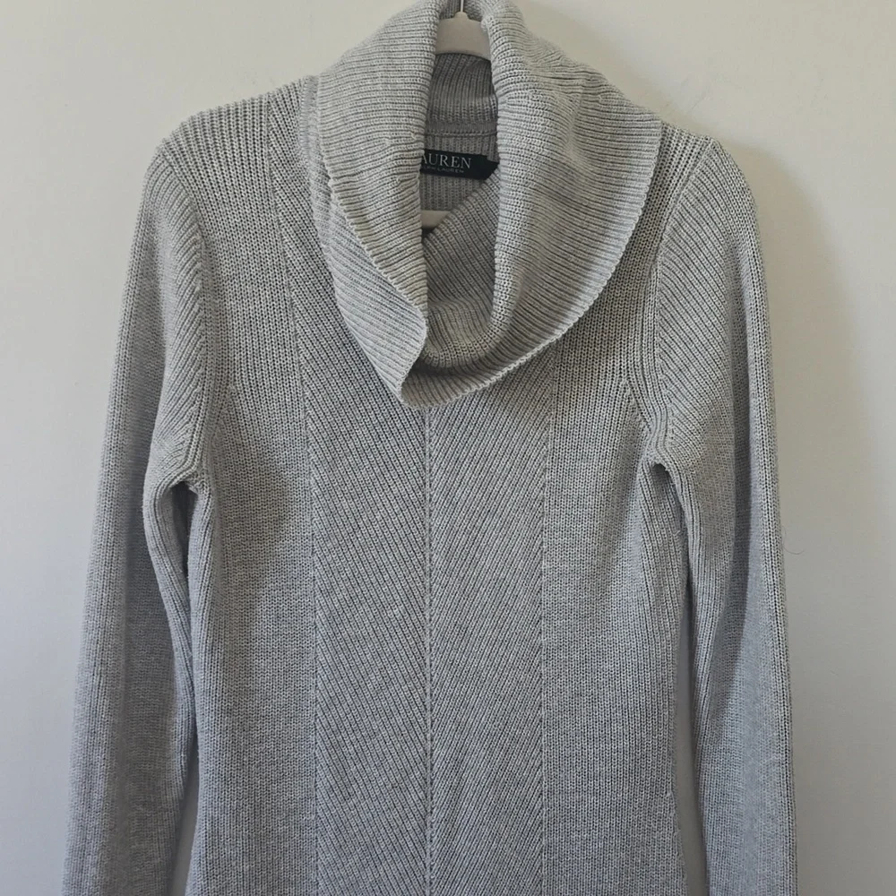 Lauren Ralph Lauren Gray Knit Turtleneck Sweater Dress Size Small